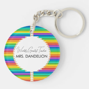 Beste Lehrerin Regenbogen Buntstifte Schule Schlüsselanhänger