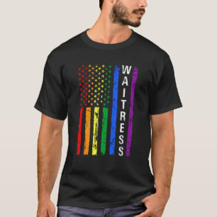 Beste LGBT-Kellnerin mit amerikanischer Flagge T-Shirt