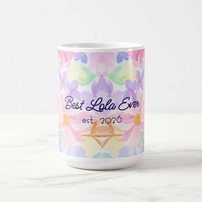Beste Lola Muttertag Aquarell Blumen  Kaffeetasse (Mittel)