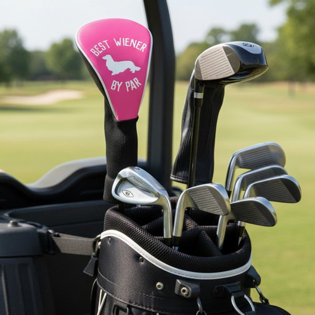 Beste Long Hair Dackel Dog by Par Golf Head Cover Headcover (Long hair dachshund golf gift - funny gold head cover best wiener by par)