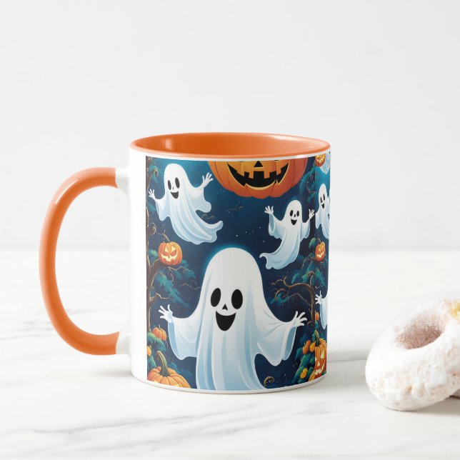 Beste lustige Spooky Niedliche Halloween-Liebhaber Tasse (Mit Donut)