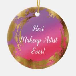 Beste Makeup Künstlerin je Girl Chic Pink Gold Keramik Ornament