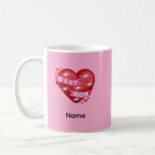 Beste Mama 3D Glänzendes rotes Herz Muttertagsgesc Kaffeetasse