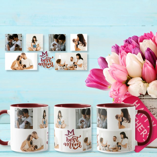 Beste Mama 6 Benutzerdefinierte Foto Tasse (Best Mom 6 Custom Photos Mug)