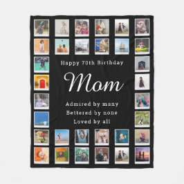 Beste Mama 70. Geburtstagsfoto Collage Black Fleecedecke
