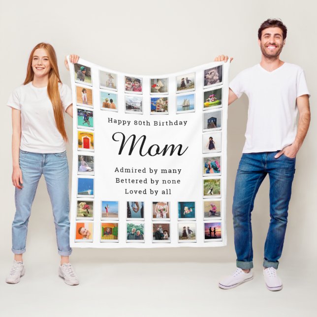 Beste Mama 80. Geburtstag FotoCollage White Fleecedecke (Beispiel)