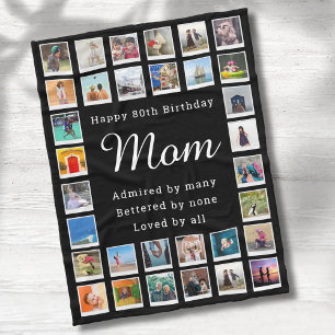 Beste Mama 80. Geburtstagsfoto Collage Black Fleecedecke