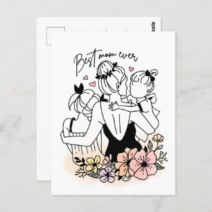 Beste Mama aller Mütter, Kinder/Blume Postkarte
