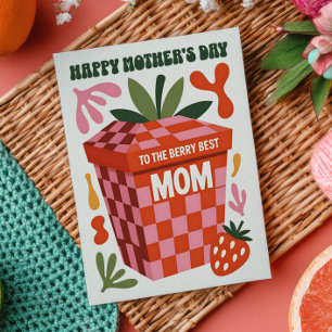 Beste Mama Beeren Pun Erdbeere Retro Muttertag  Postkarte