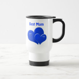 Beste Mama, blaue Herzen Reisebecher