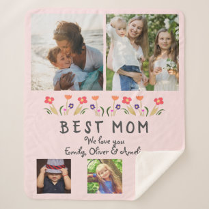 Beste Mama Blume 5 FotoCollage Keepake Sherpadecke