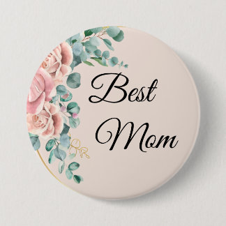 Beste Mama Blumenrosa Button