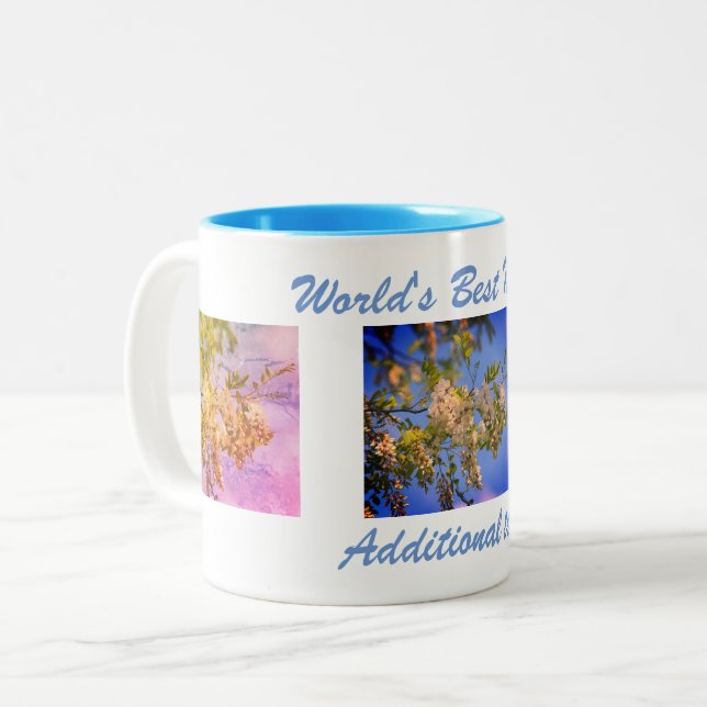 Beste Mama Bügelblüten Personalisiert Zweifarbige Tasse (Vorderseite Links)