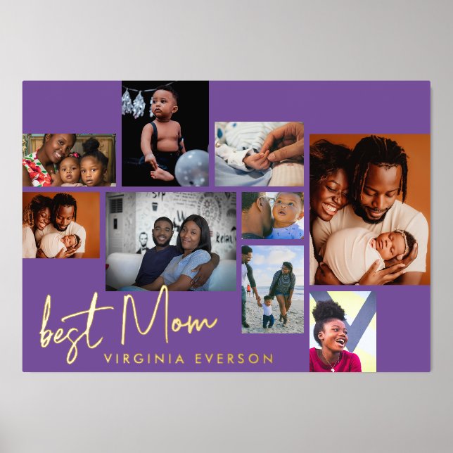BESTE MAMA | Collage MOTHERDAY Multi FOTO GOLD Foliendrucke (Vorderseite)