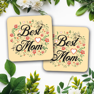 Beste Mama Elegantes Blumendesign Getränkeuntersetzer