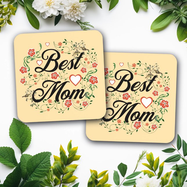 Beste Mama Elegantes Blumendesign Getränkeuntersetzer (Von Creator hochgeladen)