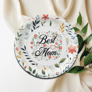 Beste Mama Elegantes Blumendesign Pappteller