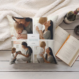 Beste Mama-Ever   Aqua & White Kids Foto Collage Kissen