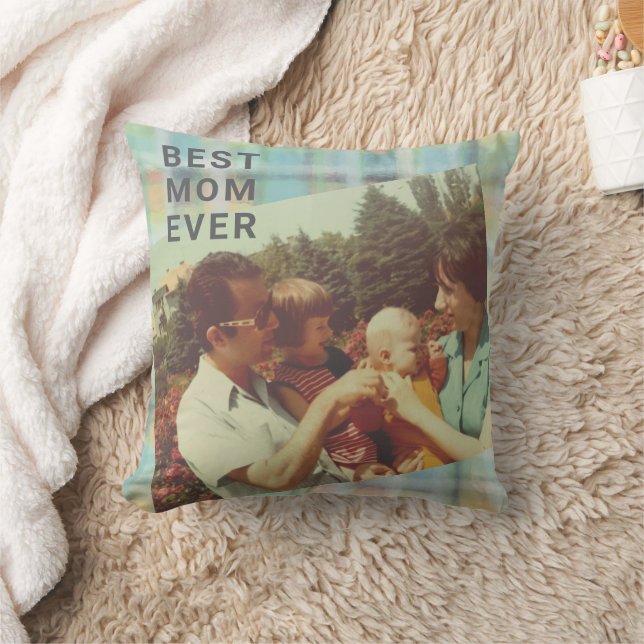 Beste Mama Ever Custom Foto Keepake karierte Paste Kissen (Decke)