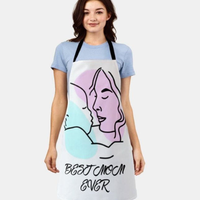Beste Mama Ever Minimalistische Linie Art Mutter Schürze (Von Creator hochgeladen)