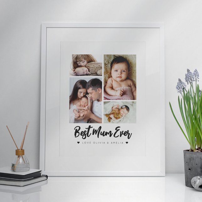 Beste Mama-Ever | Modernes Vierer-Foto-Poster Poster (Von Creator hochgeladen)