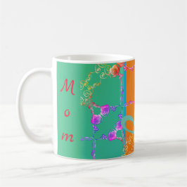 "Beste Mama" Farbenfrohe Rose Herz Kaffeetasse