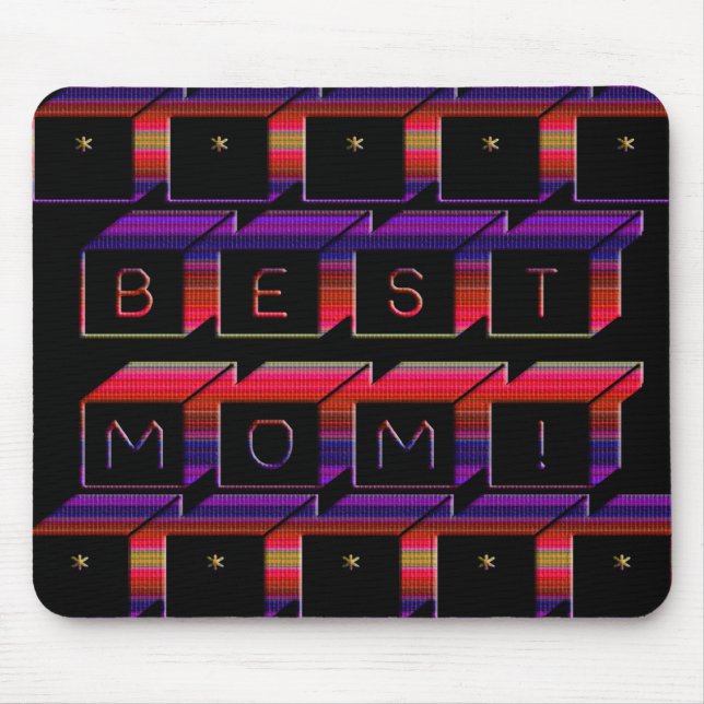 Beste Mama Farbige Blöcke und schwarzer Hintergrun Mousepad (Vorne)
