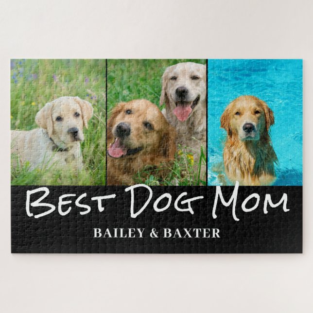 Beste Mama Foto Collage Name Puzzle (Horizontal)