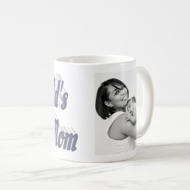 Beste Mama Foto Grauer Text Kaffeetasse (VorderseiteRechts)