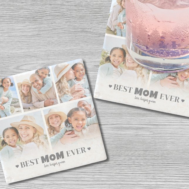 Beste Mama Foto Steinuntersetzer (Best Mom Photo Stone Coaster )