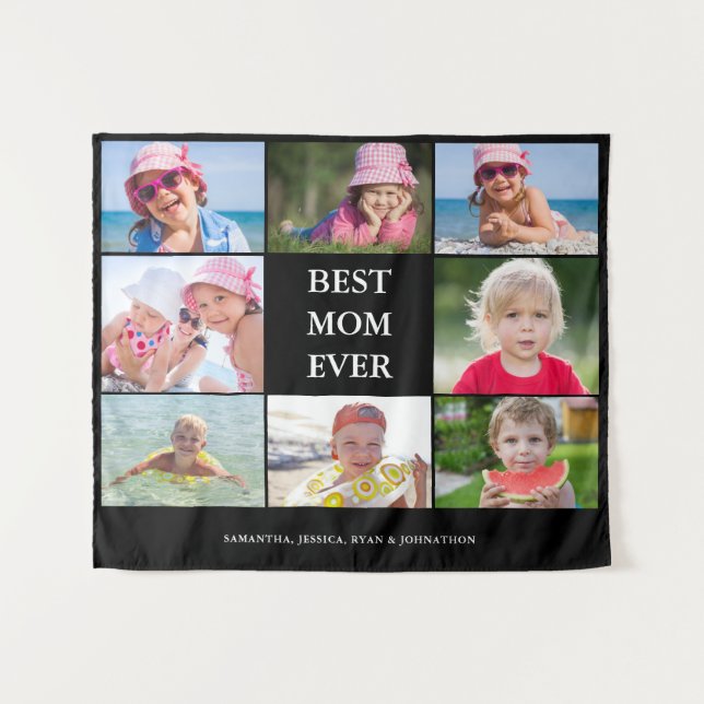 Beste Mama-FotoCollage Wandteppich (Vorderseite (Horizontal))