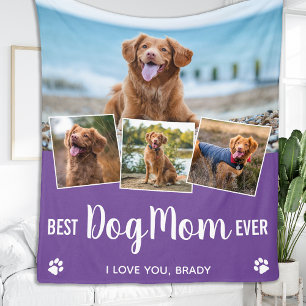 Beste Mama für Hunde 4 FotoCollage Lila Fleecedecke