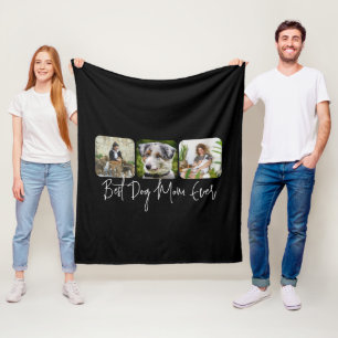 Beste Mama für Hunde - Benutzerdefinierte 3-Foto C Fleecedecke