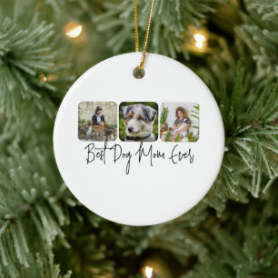 Beste Mama für Hunde - Benutzerdefinierte 3-Foto C Keramik Ornament