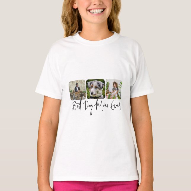 Beste Mama für Hunde - Benutzerdefinierte 3-Foto C T-Shirt (Vorderseite)