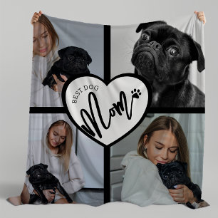 Beste Mama für Hunde FotoCollage Fleecedecke