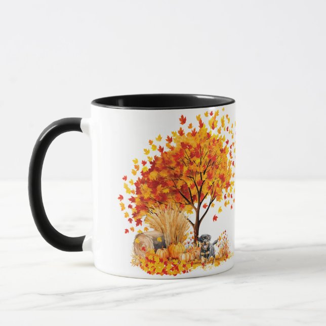 Beste Mama für Hunde im Herbst, Rottweiler Tasse (Links)
