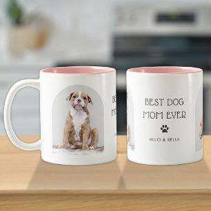Beste Mama für Hunde je 2 Foto - Pfeil und Name Te Zweifarbige Tasse