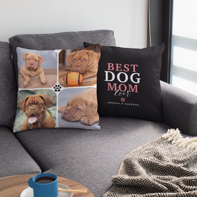Beste Mama für Hunde je 4 Foto Personalisiert Kissen (Von Creator hochgeladen)