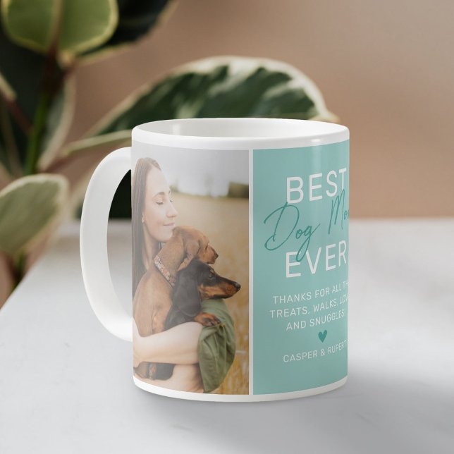 Beste Mama für Hunde je Aquamarin 2 Foto Kaffeetasse (Von Creator hochgeladen)
