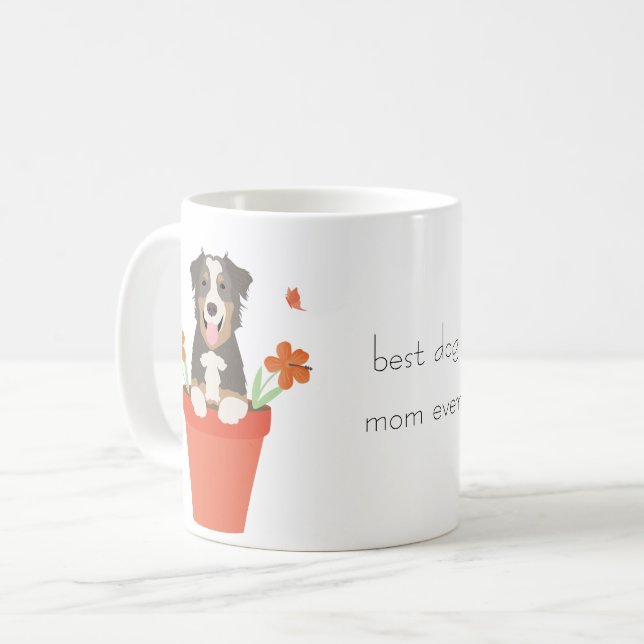 Beste Mama für Hunde je Australian Shepherd Blume  Kaffeetasse (Vorderseite Links)