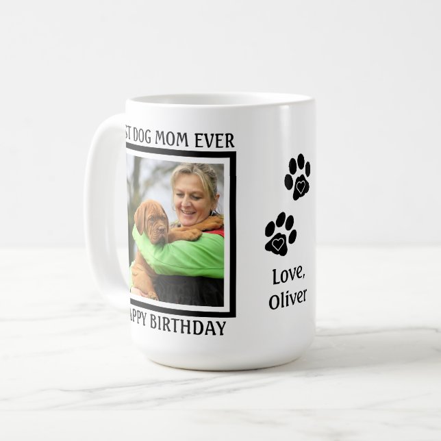 Beste Mama für Hunde je - Happy Birthday - Niedlic Kaffeetasse (Vorderseite Links)