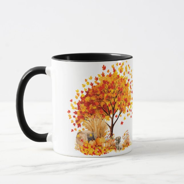 Beste Mama für Hunde je Herbst, Mops Tasse (Links)