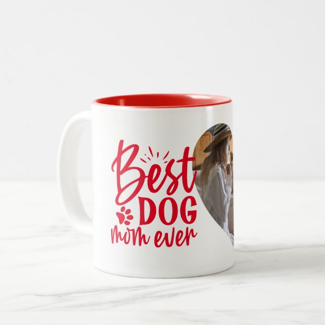 Beste Mama für Hunde je Name Foto für Haustiere ro Zweifarbige Tasse (Vorderseite Links)