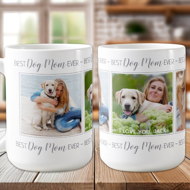 Beste Mama für Hunde je Personalisiert 3 Foto für  Kaffeetasse (Von Creator hochgeladen)