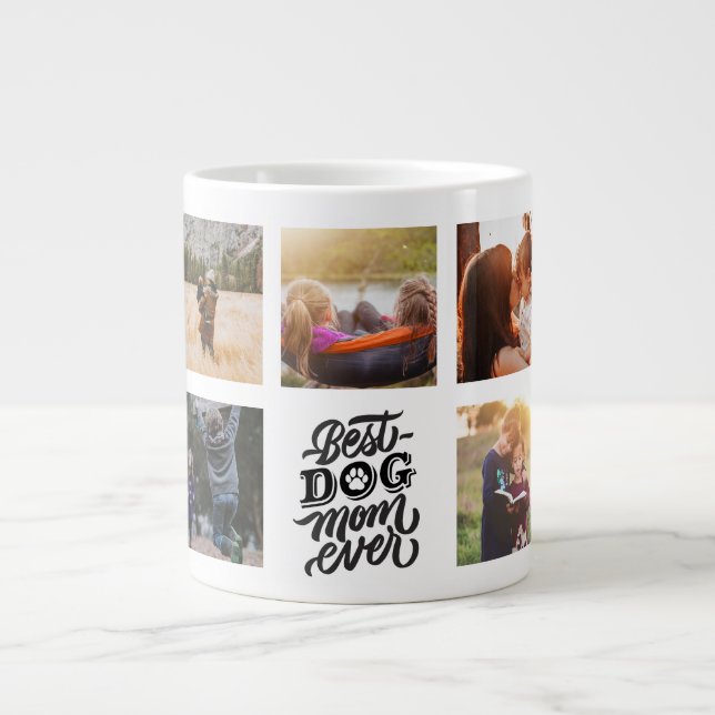 Beste Mama für Hunde je Personalisierte FotoCollag Jumbo-Tasse (Vorderseite)