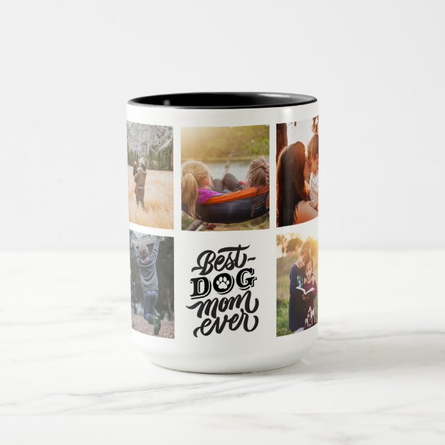 Beste Mama für Hunde je Personalisierte FotoCollag Tasse (Zentrum)