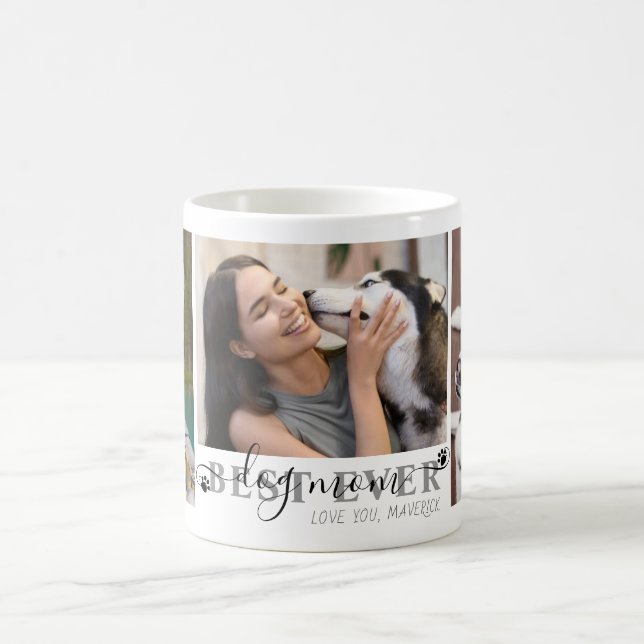 Beste Mama für Hunde je Script 3 Foto Pawprints Kaffeetasse (Mittel)