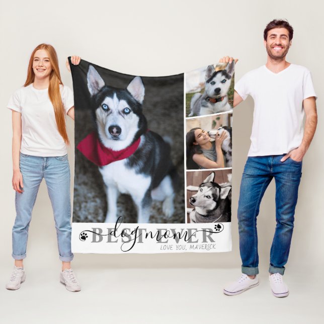 Beste Mama für Hunde je Script 4 Foto Collage Druc Fleecedecke (Beispiel)
