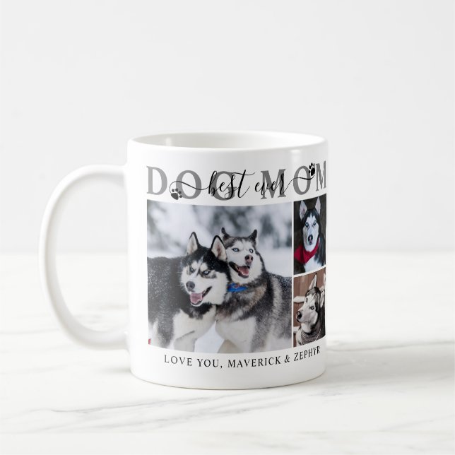 Beste Mama für Hunde je Script Name 3 Fotos Kaffeetasse (Links)